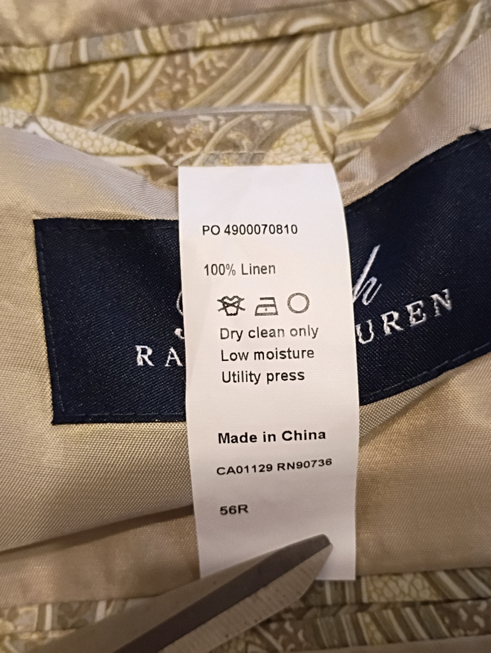 Ralph Lauren Men's Light Beige Linen Sport Coat‎ Sz 56R - Picture 4 of 8